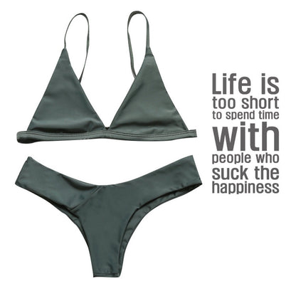 Fashion Plain Triangle Vacation Bikini