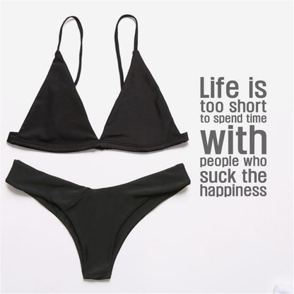 Fashion Plain Triangle Vacation Bikini