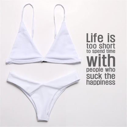 Fashion Plain Triangle Vacation Bikini
