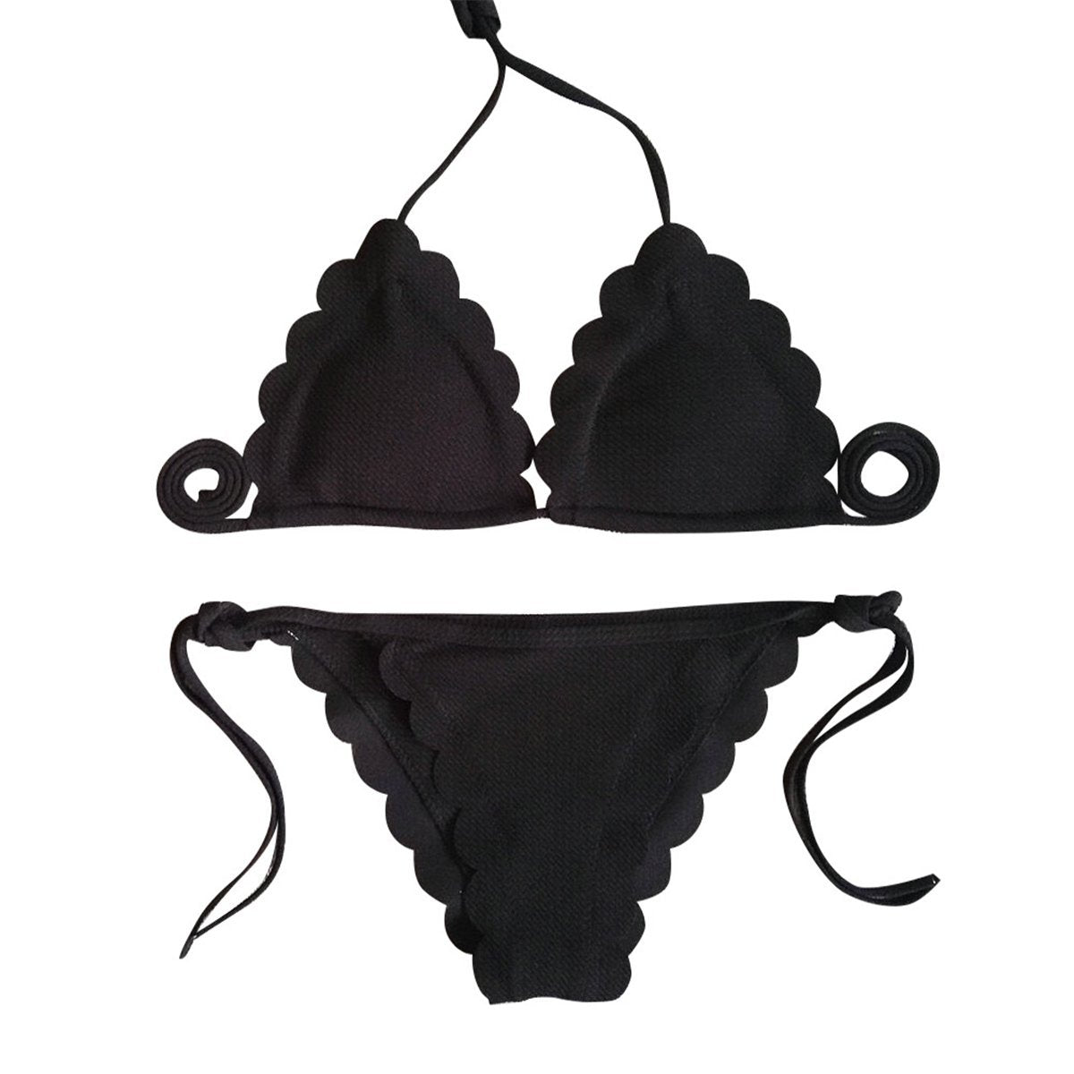 Sexy Lace Border Plain Triangle Bikini