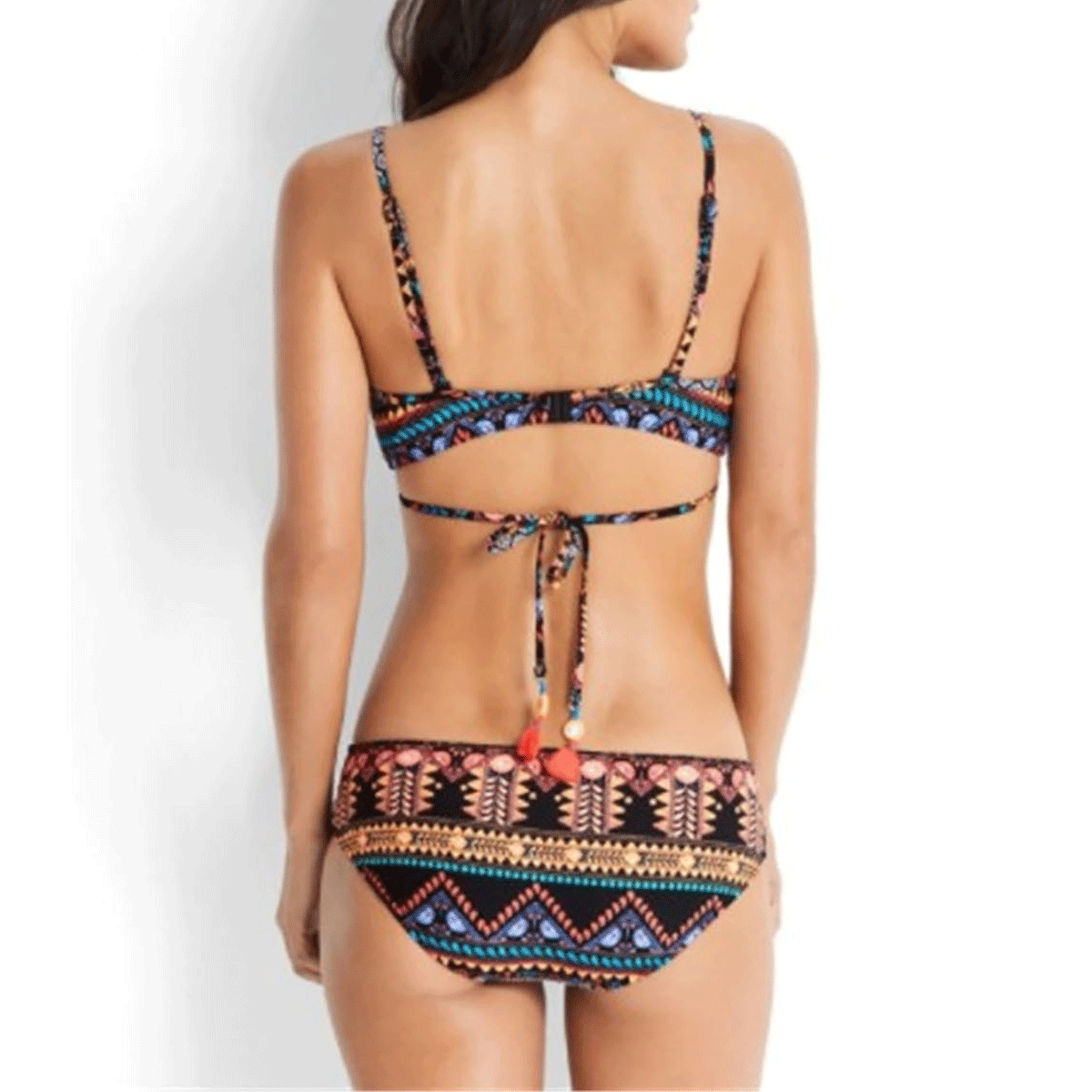 Ethnic Style Floral Printed Spaghetti Straps Bikini