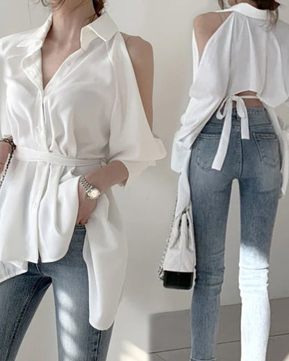 Puff Bubble Sleeves Strapless Single-breasted Blouses