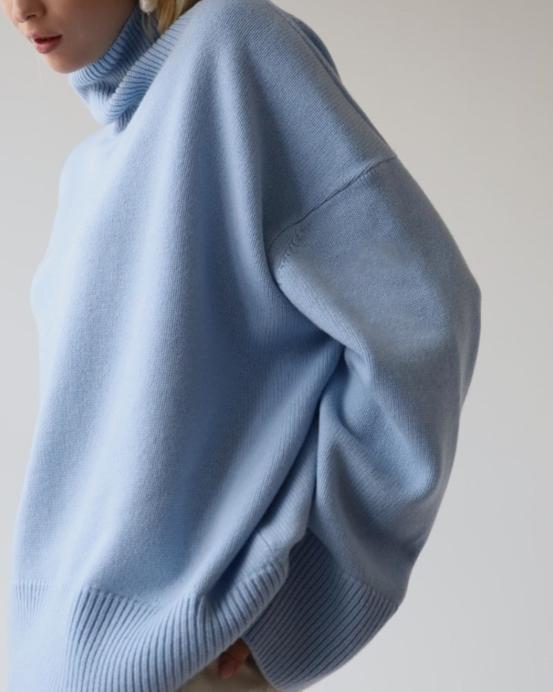 Splicing High Pile Collar Knit Sweater