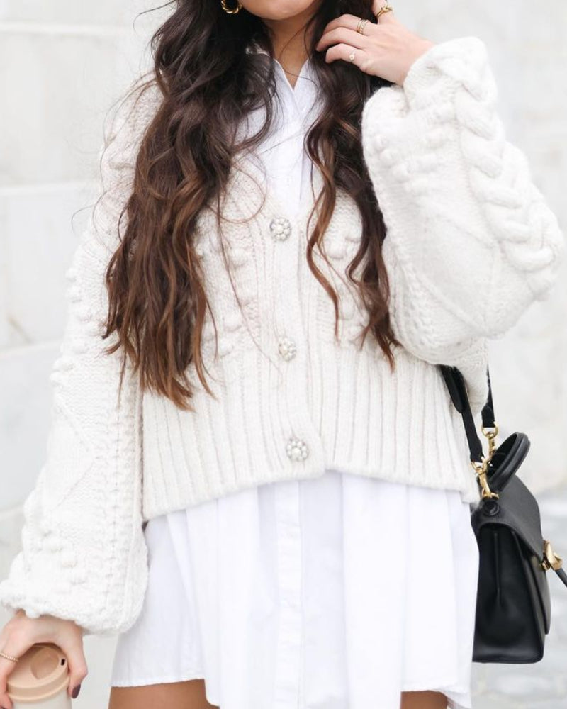 V-neck Knit Single-breasted Sweaters Cardigans Outerwear