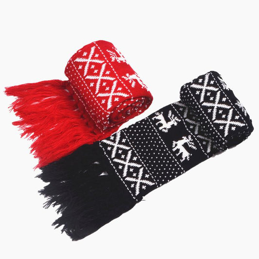 Christmas Elk Snowflake Knitting Scarf Casual Travel Warm Couple Scarves Shawls