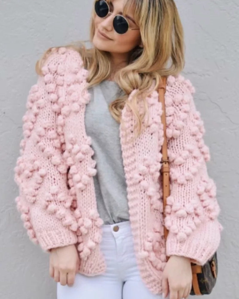 V-neck Handicraft Splicing Hollow-out Sweaters Cardigans