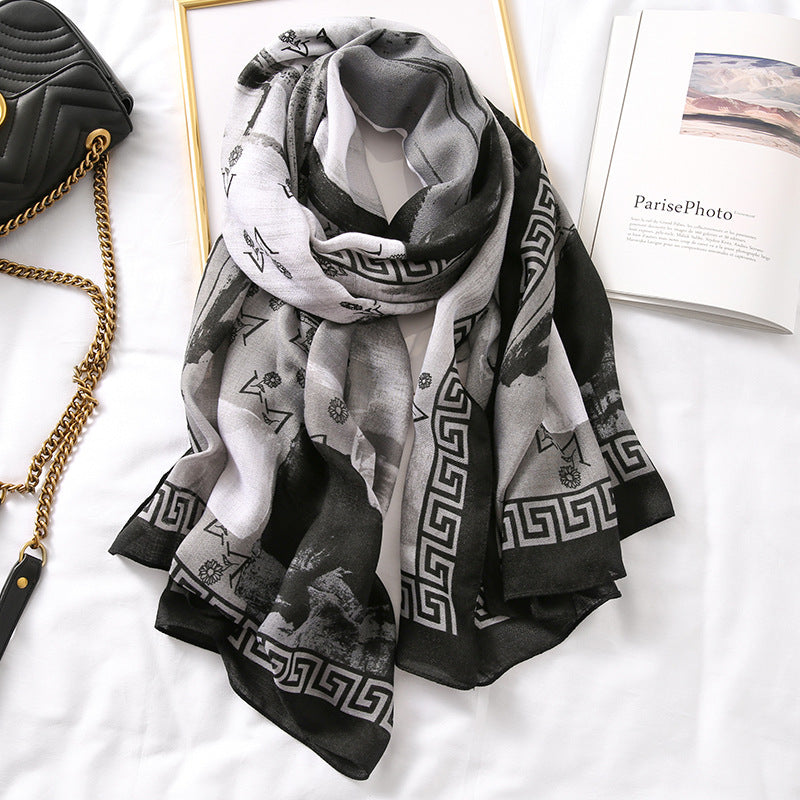 Elegant Fashion Rosette Bow-knot Cotton Scarf Shawl Wrap for Women Ladies Girls 90x180