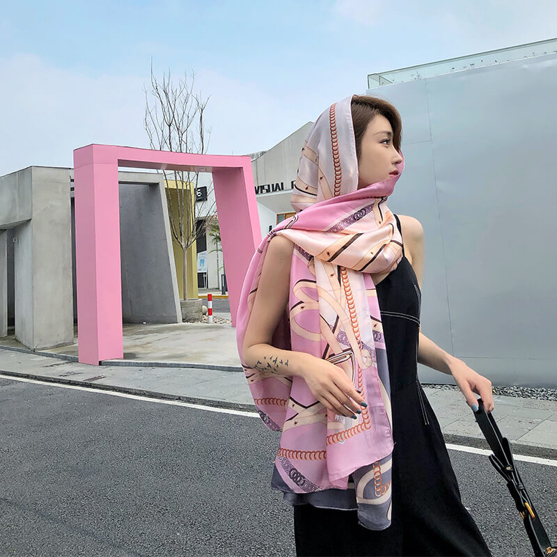 Lightweight Floral Silk Scarf for Women