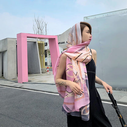 Lightweight Floral Silk Scarf for Women
