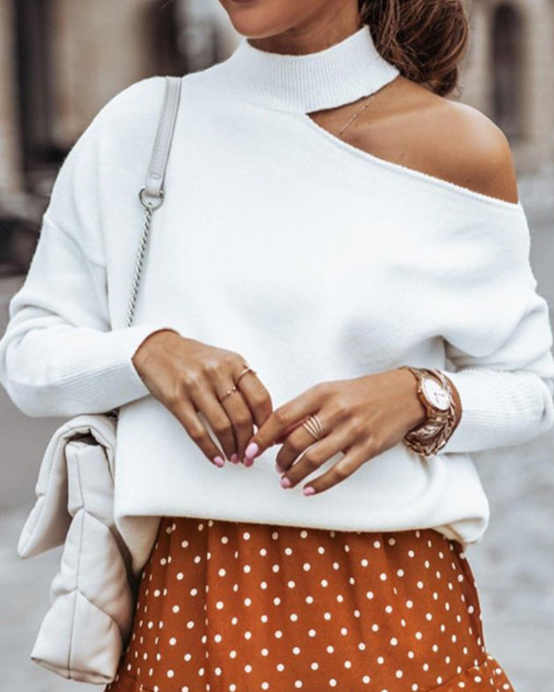 Loose Irregular Halter One Shoulder Sweaters