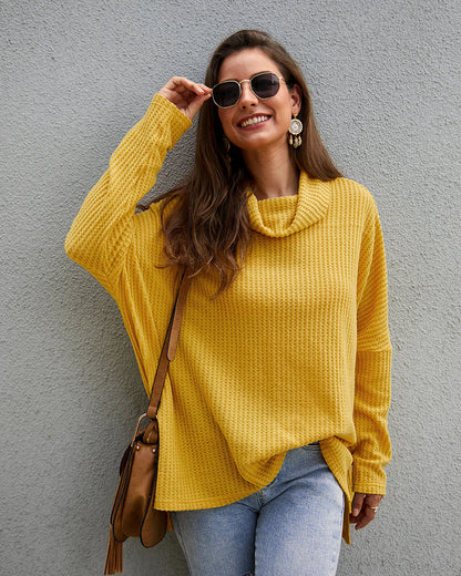 Women High Neck Long Sleeve Loose Sweater