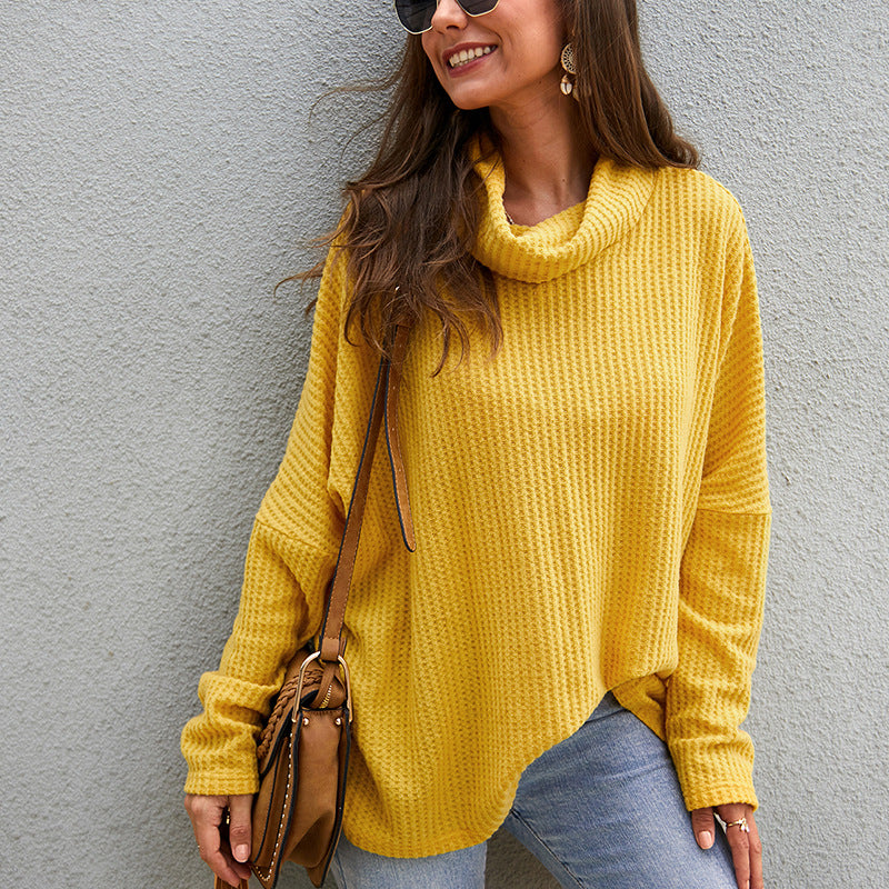 Women High Neck Long Sleeve Loose Sweater