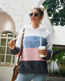 Sweat à capuche en peluche de couleur contrastée pour femmes 