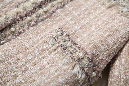 Single-breasted Tweed Blazers Mini A-line Skirt Suit Two-piece Set