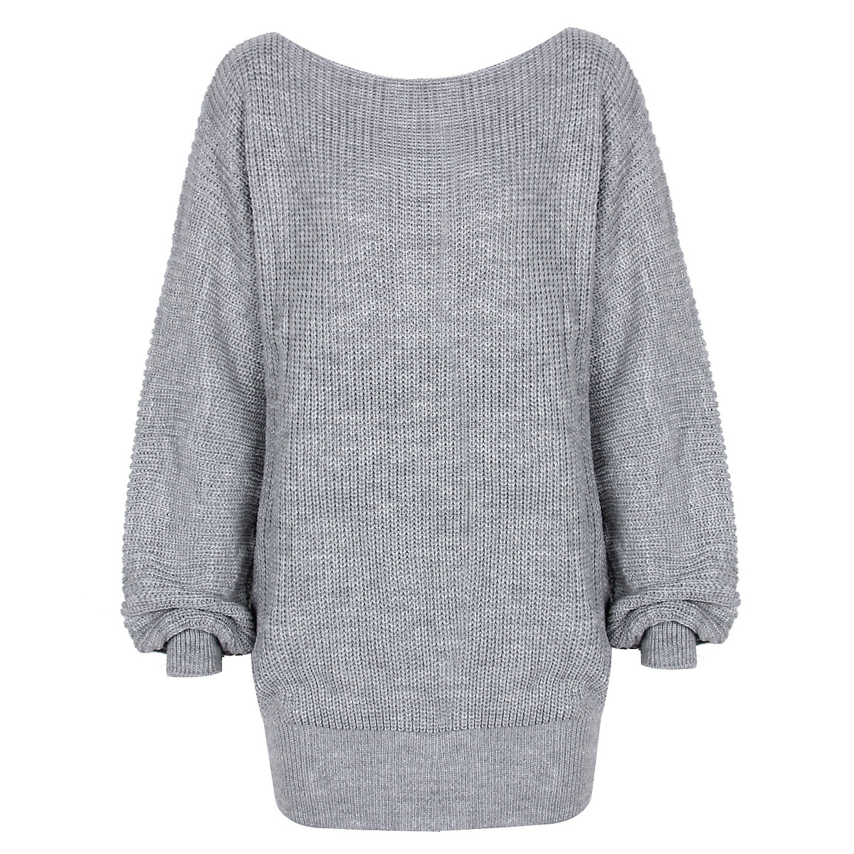 One Shoulder Lantern Sleeve Knit Sweater Mini Dresses