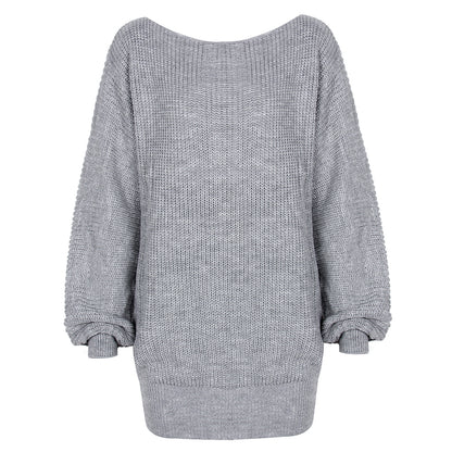 One Shoulder Lantern Sleeve Knit Sweater Mini Dresses