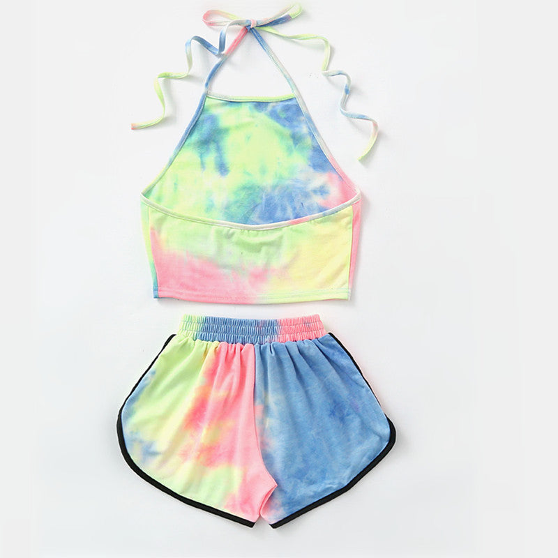 Tie Dye Two-piece Set Loungewear Home Workout Fitness Outfit