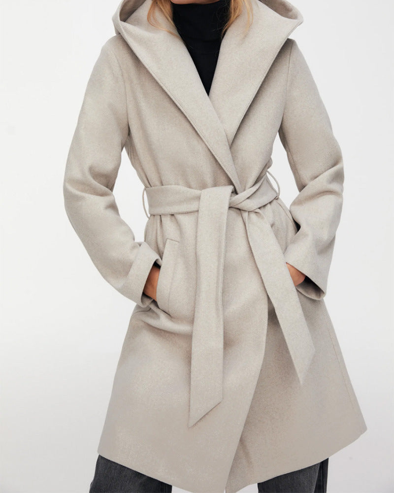 Hooded Lace-up Pile Collar Outerwear