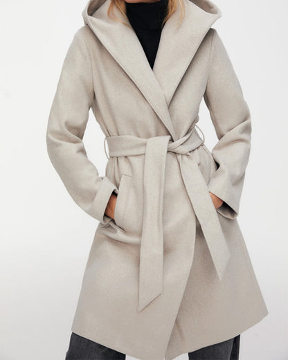 Hooded Lace-up Pile Collar Outerwear