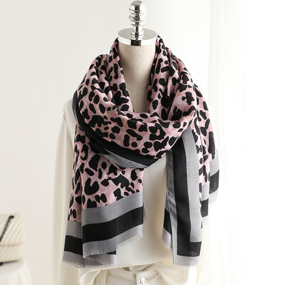 Fashion Leapord Warm Cotton Scarf Shawl Wrap for Women Ladies Girls 90x180