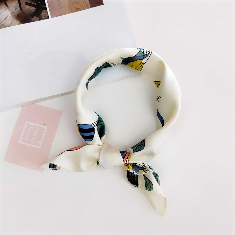 Floral Print Silk Small Square Scarf for Women - 40 Colors