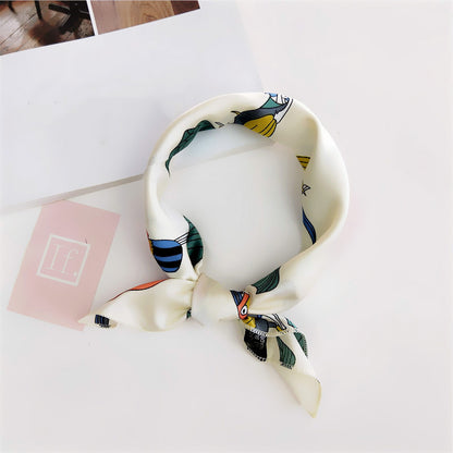 Floral Print Silk Small Square Scarf for Women - 40 Colors
