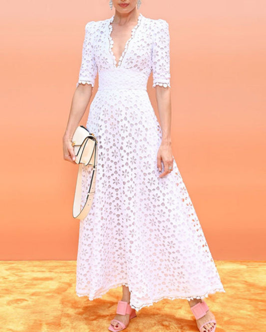 Party Lace Floral Flower Embroidery Maxi Midi Dresses