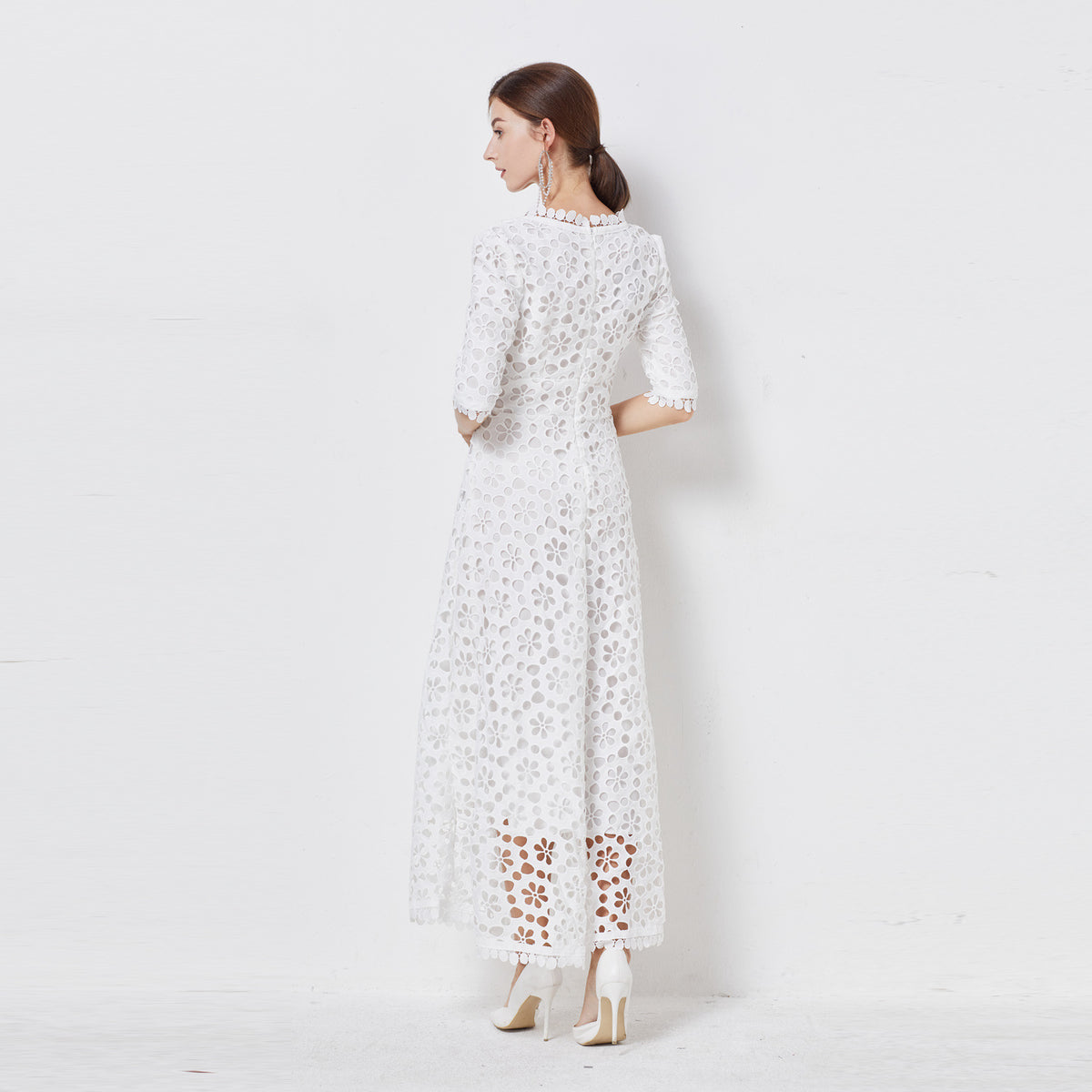Party Lace Floral Flower Embroidery Maxi Midi Dresses