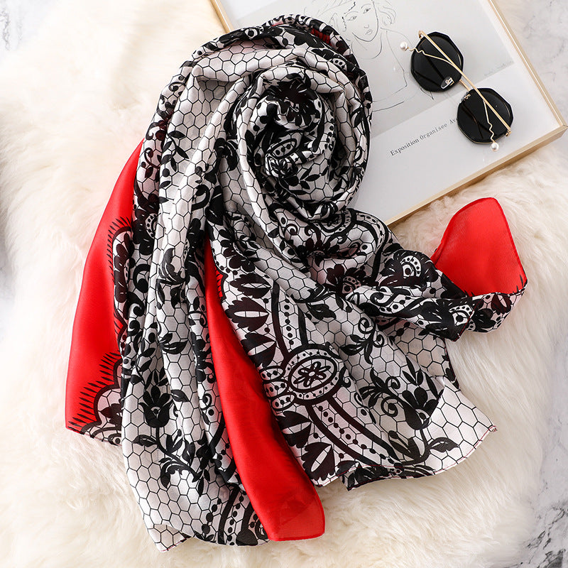 Elegant Fashion Print Silk Scarf Shawl Wrap for Women Ladies Girls 90x180
