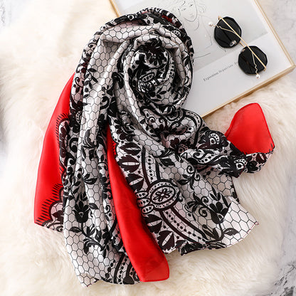 Elegant Fashion Print Silk Scarf Shawl Wrap for Women Ladies Girls 90x180