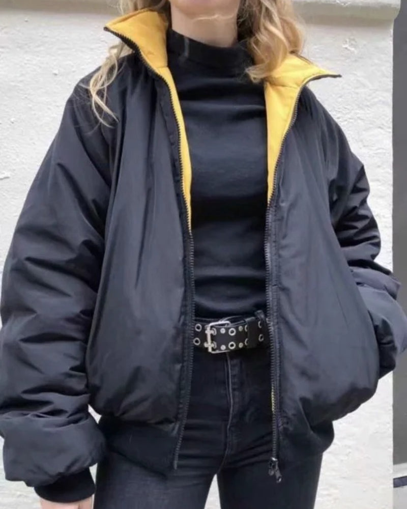 Reversible Stand Collar Cotton Outerwear