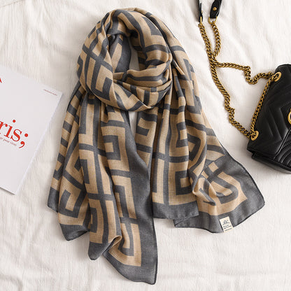 Letter GG Casual Silk Scarf for Women Long Scarves Women