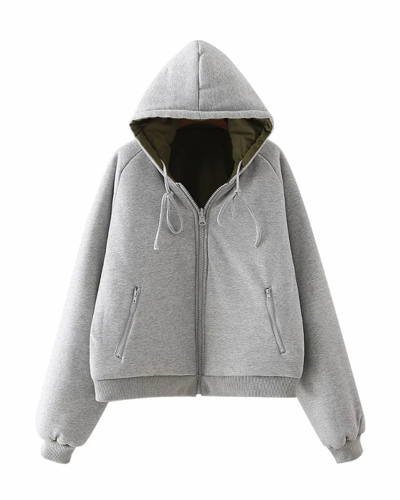 Double Side Hooded Oversize Contrast Color Outerwear Coat
