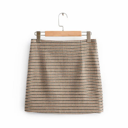 Single-breasted Houndstooth Coat Blazer Skirt Two-piece Suit