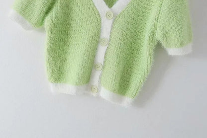 Mohair Single-breasted Knitting Short Cardigan
