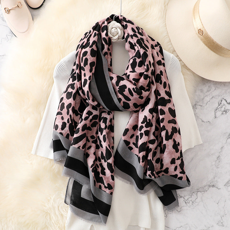 Fashion Leapord Warm Cotton Scarf Shawl Wrap for Women Ladies Girls 90x180