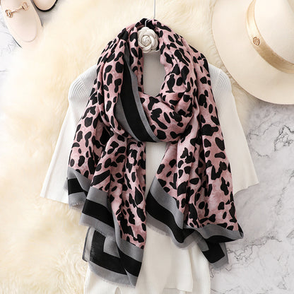 Fashion Leapord Warm Cotton Scarf Shawl Wrap for Women Ladies Girls 90x180