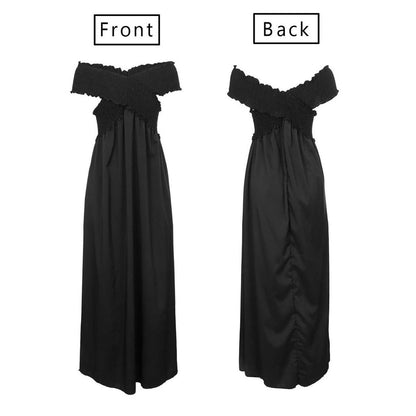 Wrinkle Off The Shoulder Party Vacation Maxi Dresses