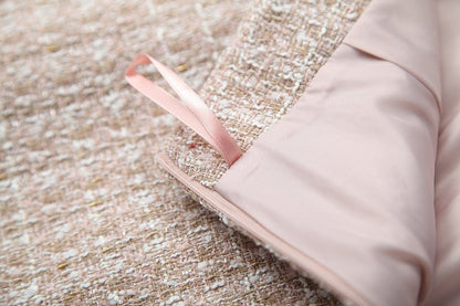 Single-breasted Tweed Blazers Mini A-line Skirt Suit Two-piece Set