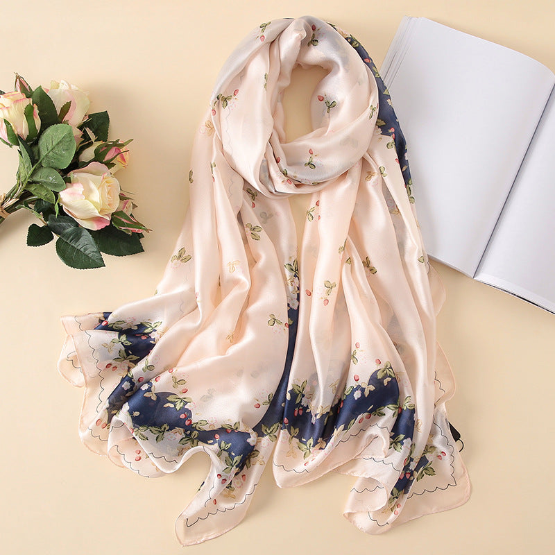 Vogue Silkly Scarf for Women Lightweight Flower Shawl Wraps Holiday Scarf Gift Scarves Women