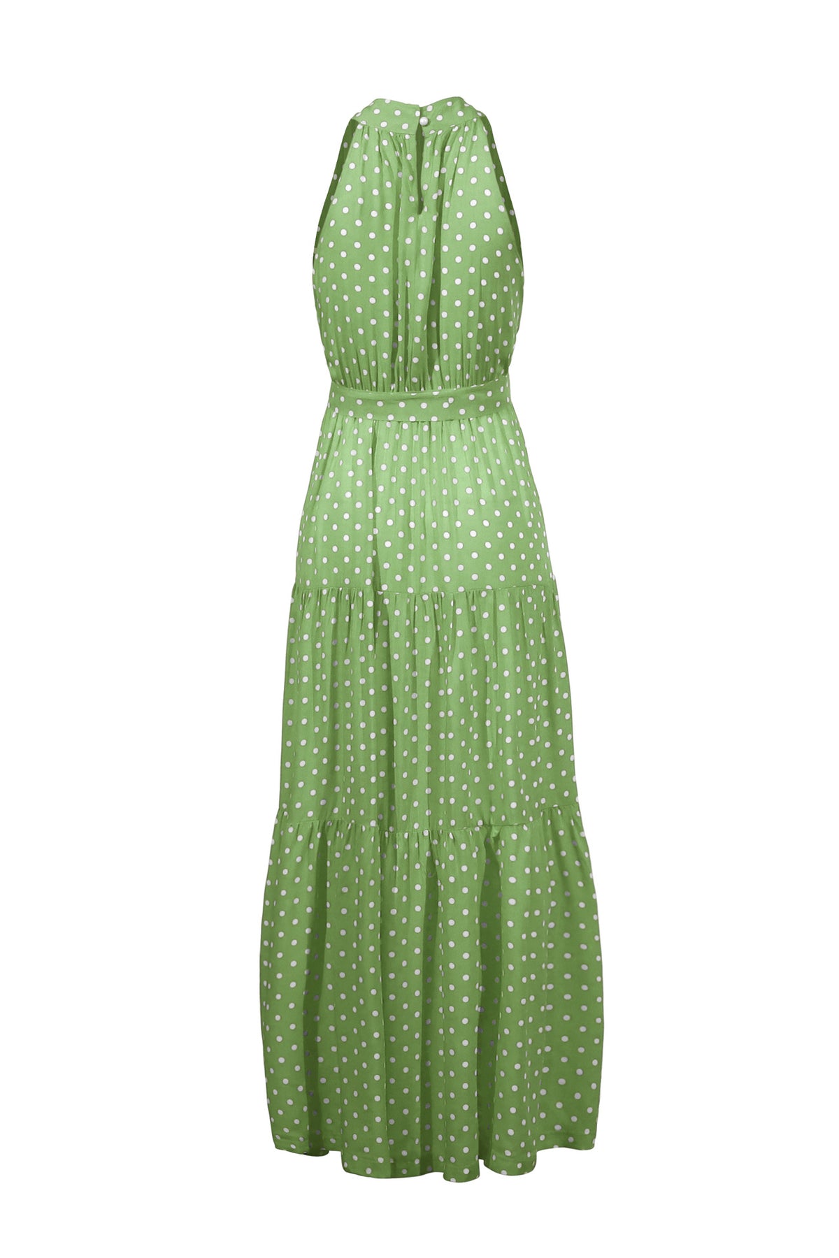Green Wave Bohemian Boho Printed Hanging Neck Straps Maxi Dresses