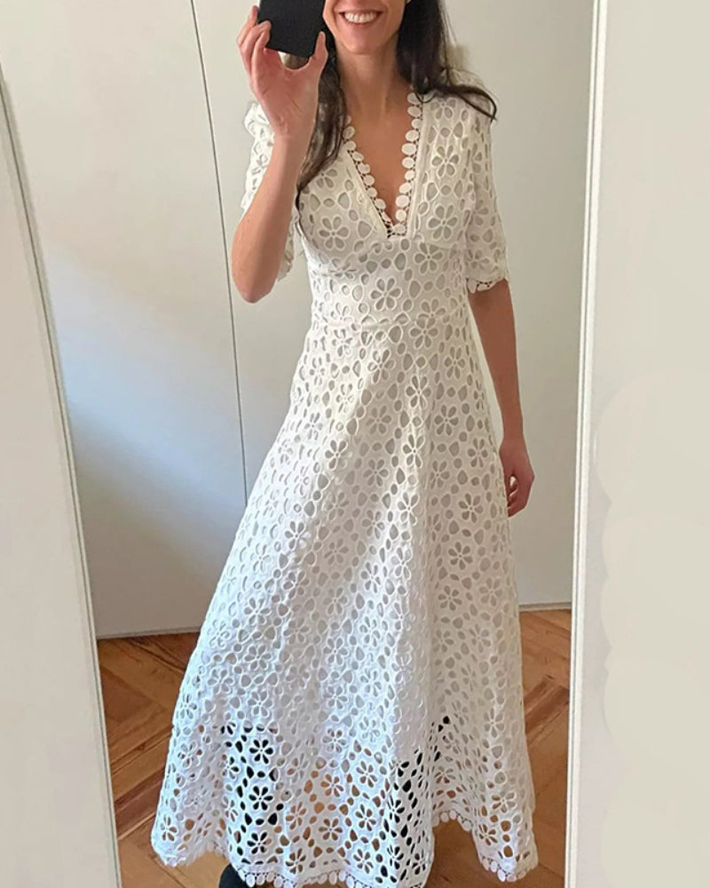 Party Lace Floral Flower Embroidery Maxi Midi Dresses