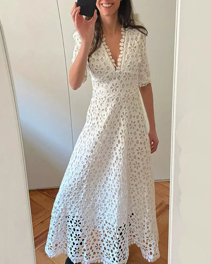 Party Lace Floral Flower Embroidery Maxi Midi Dresses