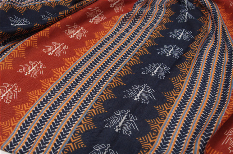 Tassel Twill Cotton Printed Scarf Ethnic Shawl for Women Ladies Girls