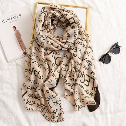 Letter GG Casual Silk Scarf for Women Long Scarves Women