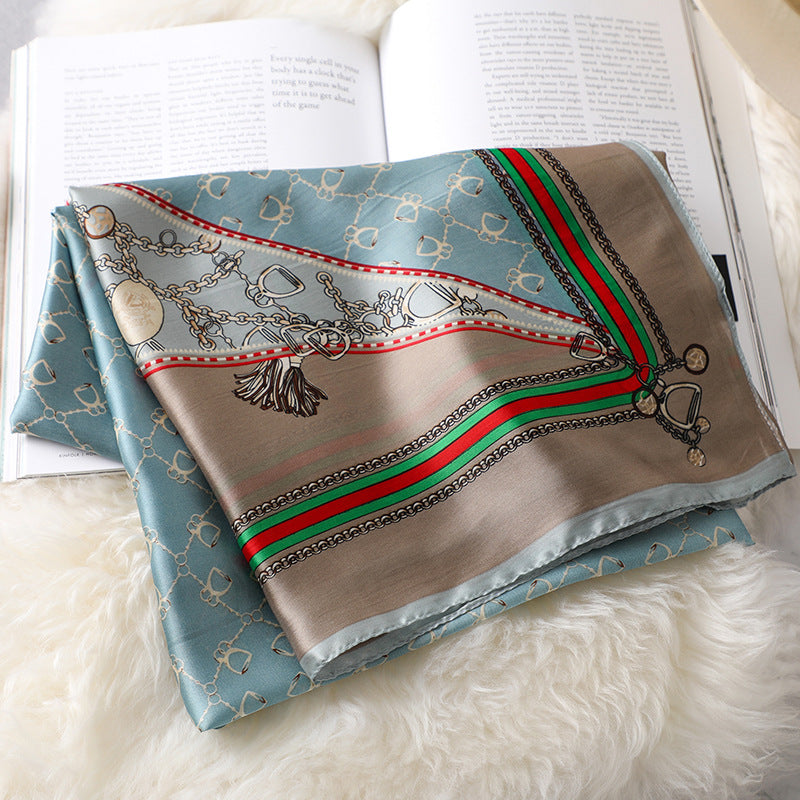 Elegant Print Silk Scarf Silky Shawl Wrap for Women Ladies Girls 90x180