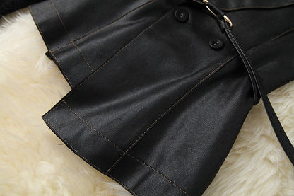 Belt Blazers Vest Net Yarn Tops Wide Leg Pants Three-piece Set