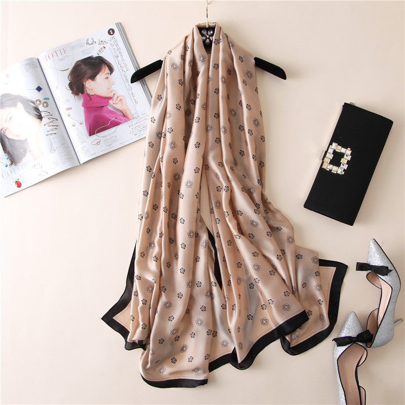 Rose Print Thicken Warm Silk Scarf Shawl Wrap for Women Ladies Girls 90x180