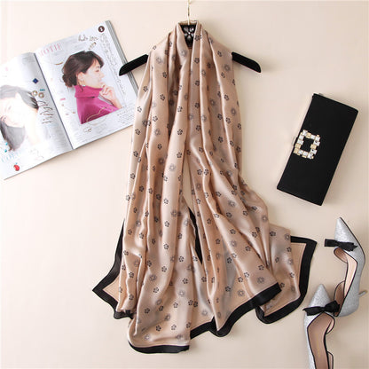 Rose Print Thicken Warm Silk Scarf Shawl Wrap for Women Ladies Girls 90x180