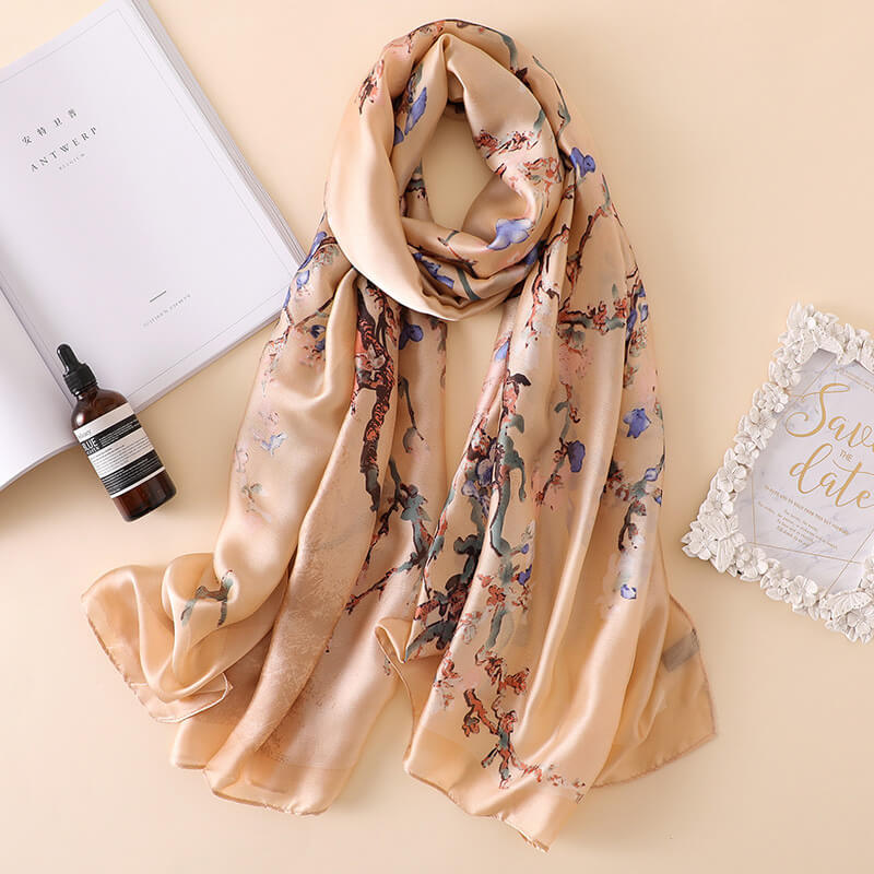 Lightweight Floral Silk Scarf for Women
